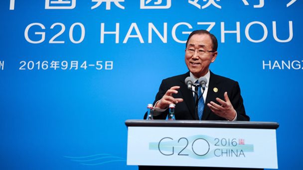 En este momento estás viendo Ban Ki-moon pide al G20 ratifique el acuerdo de París siguiendo a EEUU y China